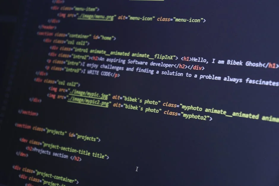 Colorful HTML code displayed on a computer screen for programming projects. - iptv code 12 months