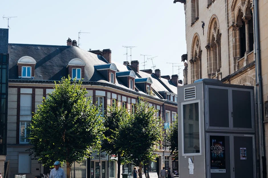 Picturesque streetscape in Amiens, France, showcasing classic European architecture. - iptv france