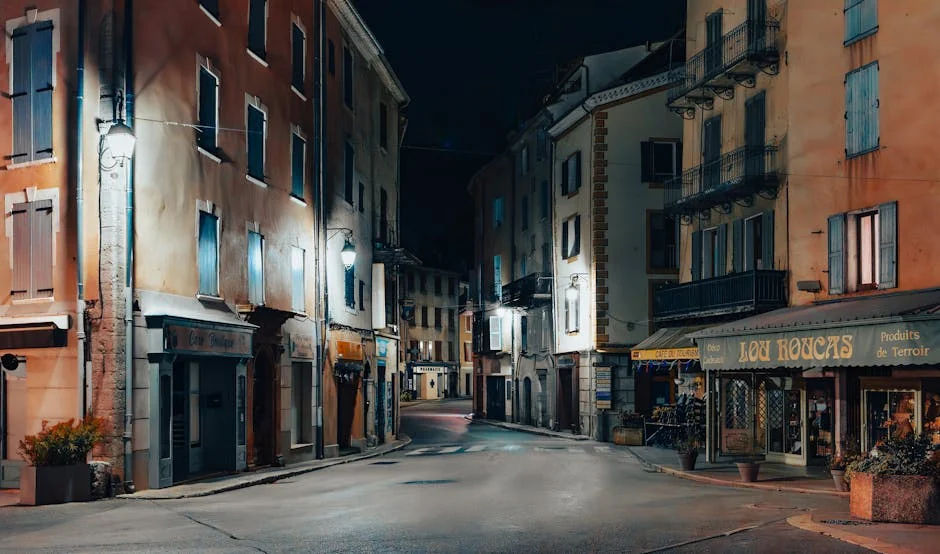 Enchanting night view of a quaint street in Castellane, Provence-Alpes-Côte d'Azur. - iptv france
