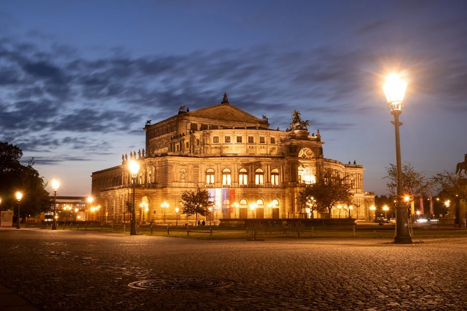 Beautifully illuminated Semperoper in Dresden, Germany, captured during twilight. - iptv m3u germany 4k