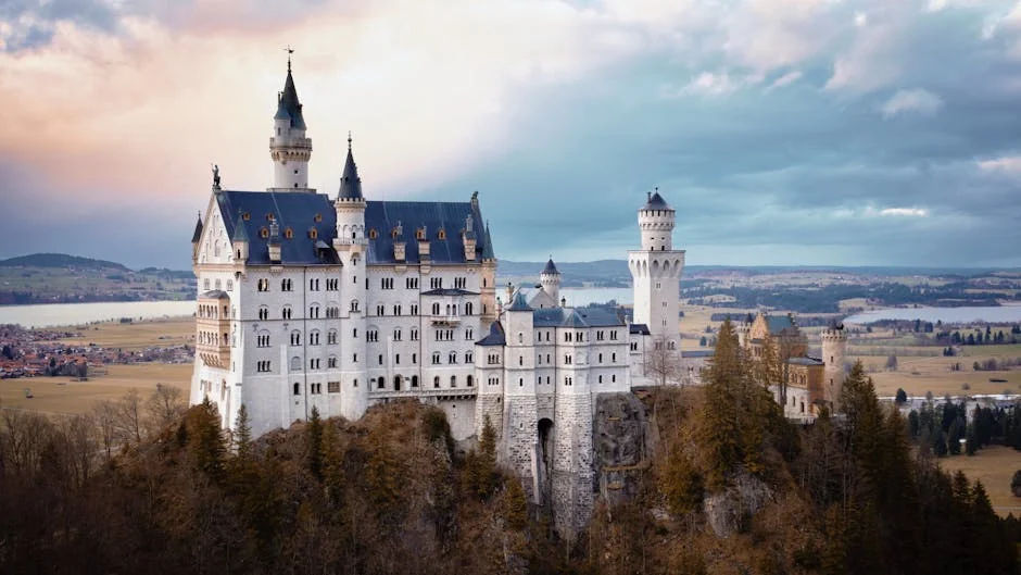 Stunning view of Neuschwanstein Castle amidst the Bavarian mountains and forests. - iptv m3u germany 4k