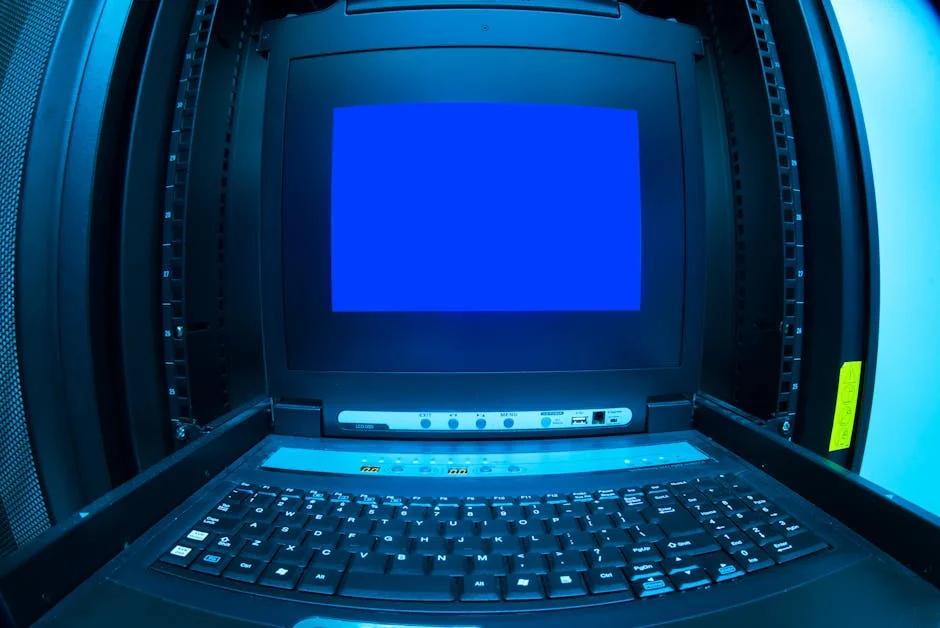 Close-up of a blue screen error shown on a data center control terminal. - iptv service